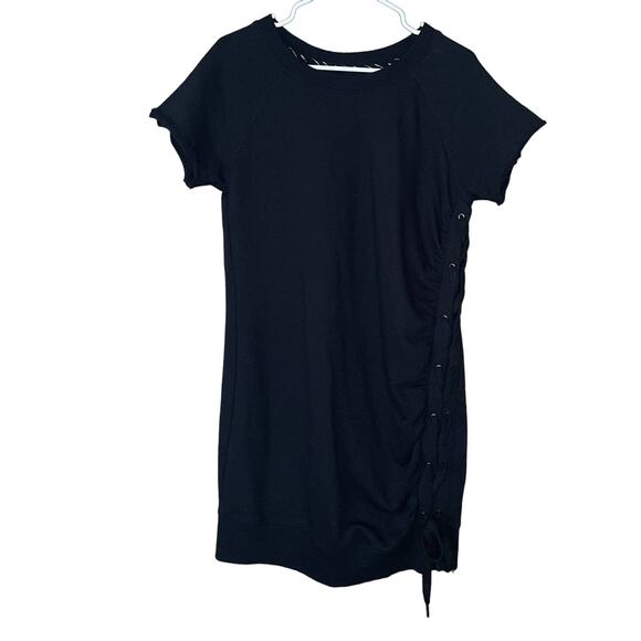 Marc New York Performance T-Shirt Dress Solid Black Lace Up Side Size Medium - Picture 1 of 12
